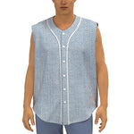 Light Blue Denim Jeans Print Sleeveless Baseball Jersey