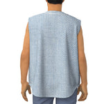 Light Blue Denim Jeans Print Sleeveless Baseball Jersey
