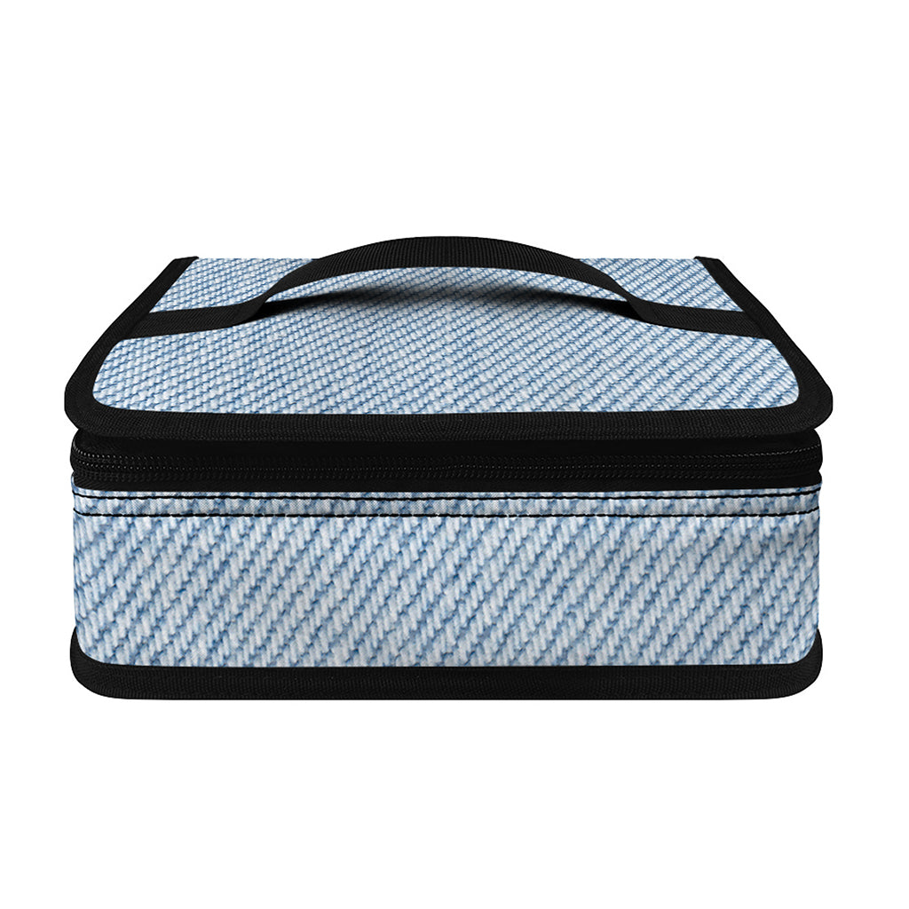 Light Blue Denim Jeans Print Small Lunch Bag
