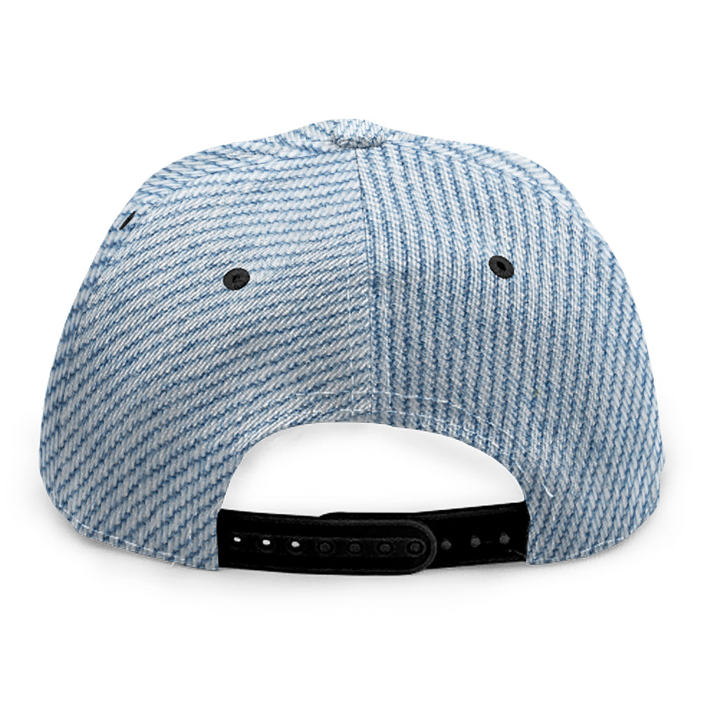 Light Blue Denim Jeans Print Snapback Cap