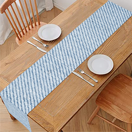 Light Blue Denim Jeans Print Table Runner