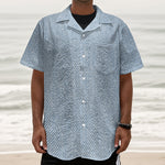 Light Blue Denim Jeans Print Textured Short Sleeve Shirt