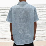 Light Blue Denim Jeans Print Textured Short Sleeve Shirt