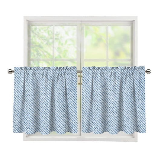 Light Blue Denim Jeans Print Tier Curtains