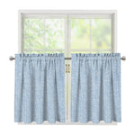 Light Blue Denim Jeans Print Tier Curtains