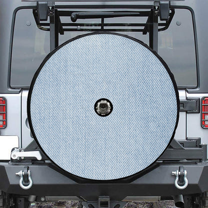 Light Blue Denim Jeans Print Tire Cover With Camera Hole