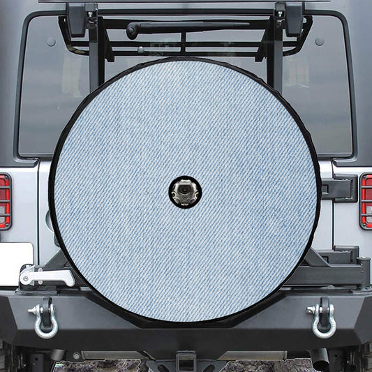 Light Blue Denim Jeans Print Tire Cover With Camera Hole