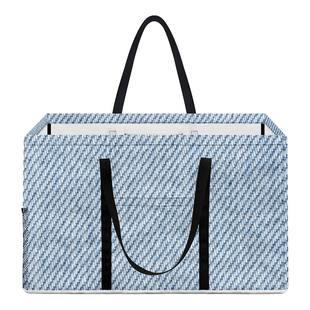 Light Blue Denim Jeans Print Utility Tote Bag