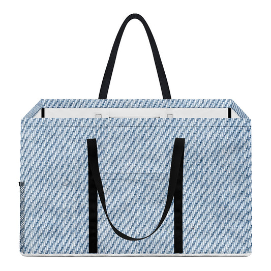 Light Blue Denim Jeans Print Utility Tote Bag