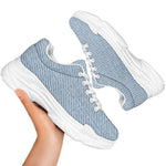 Light Blue Denim Jeans Print White Chunky Shoes