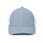 Light Blue Denim Jeans Print White Mesh Trucker Cap