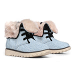 Light Blue Denim Jeans Print Winter Boots
