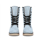 Light Blue Denim Jeans Print Winter Boots