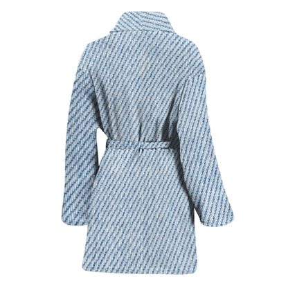 Light Blue Denim Jeans Print Women's Bathrobe