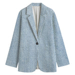 Light Blue Denim Jeans Print Women's Blazer