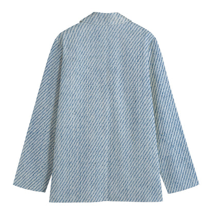 Light Blue Denim Jeans Print Women's Blazer