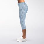 Light Blue Denim Jeans Print Women's Capri Leggings