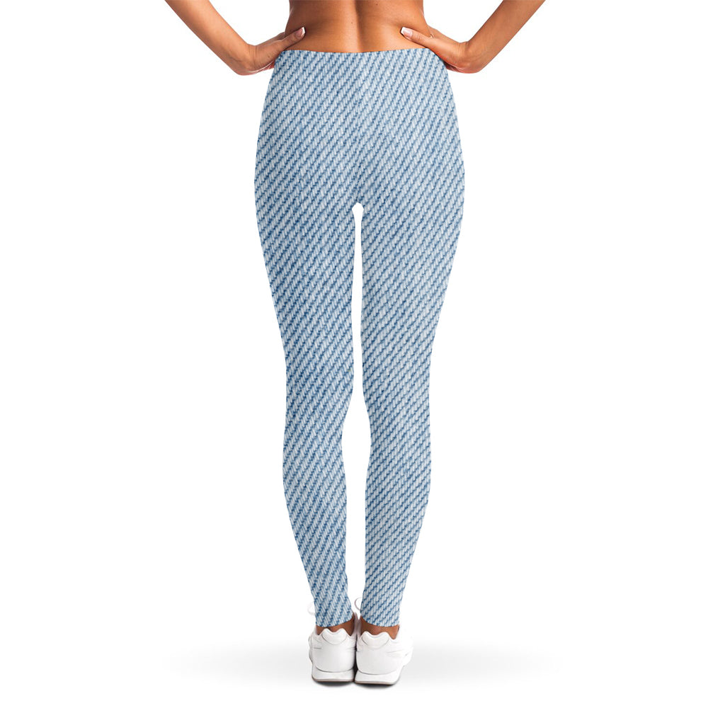 Light Blue Denim Jeans Print Women's Leggings