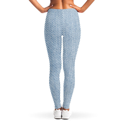Light Blue Denim Jeans Print Women's Leggings