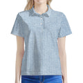 Light Blue Denim Jeans Print Women's Polo Shirt