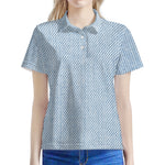 Light Blue Denim Jeans Print Women's Polo Shirt