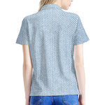 Light Blue Denim Jeans Print Women's Polo Shirt
