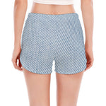 Light Blue Denim Jeans Print Women's Split Running Shorts
