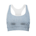 Light Blue Denim Jeans Print Women's Sports Bra