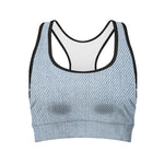 Light Blue Denim Jeans Print Women's Sports Bra