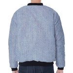 Light Blue Denim Jeans Print Zip Sleeve Bomber Jacket