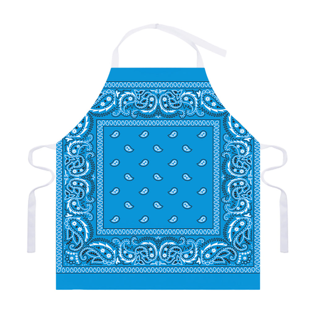 Light Blue Paisley Bandana Print Adjustable Apron