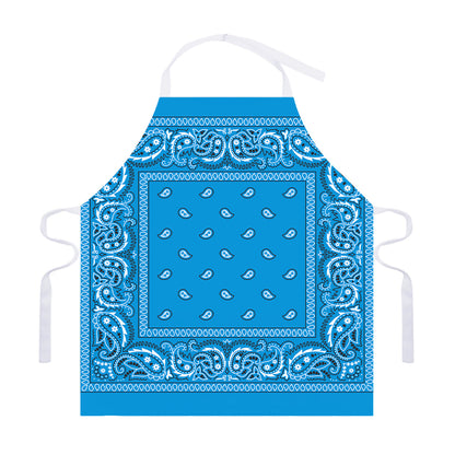 Light Blue Paisley Bandana Print Adjustable Apron