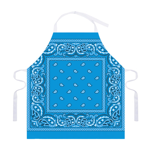 Light Blue Paisley Bandana Print Adjustable Apron