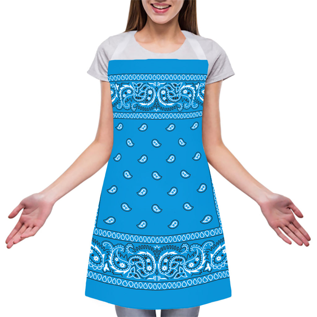 Light Blue Paisley Bandana Print Adjustable Apron