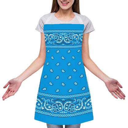 Light Blue Paisley Bandana Print Adjustable Apron