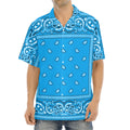 Light Blue Paisley Bandana Print Aloha Shirt