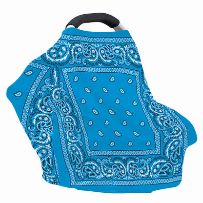 Light Blue Paisley Bandana Print Baby Seat Cover