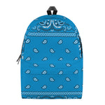 Light Blue Paisley Bandana Print Backpack