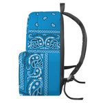Light Blue Paisley Bandana Print Backpack