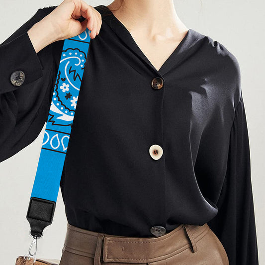 Light Blue Paisley Bandana Print Bag Strap