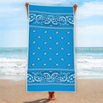 Light Blue Paisley Bandana Print Beach Towel