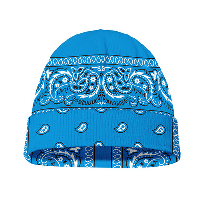Light Blue Paisley Bandana Print Beanie