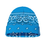 Light Blue Paisley Bandana Print Beanie