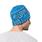 Light Blue Paisley Bandana Print Beanie