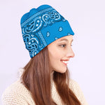 Light Blue Paisley Bandana Print Beanie