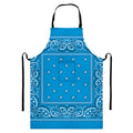 Light Blue Paisley Bandana Print Bib Apron With Pocket