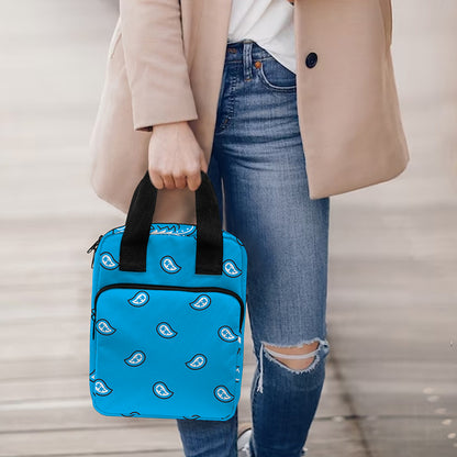 Light Blue Paisley Bandana Print Bible Tote Bag