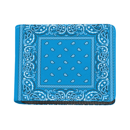 Light Blue Paisley Bandana Print Bifold Wallet