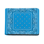 Light Blue Paisley Bandana Print Bifold Wallet
