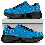Light Blue Paisley Bandana Print Black Chunky Shoes